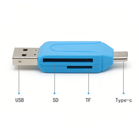 MINI Micro USB Tipo-C Lector de tarjetas OTG 2 en 1 Tipo C a USB OTG Adaptador con TF/SD/Micro Lector de tarjetas para computadora portátil