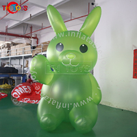 Lapin gonflable publicitaire vert, 10-12 pieds, imperméable, imprimé numériquement, décoration extérieure pour Halloween