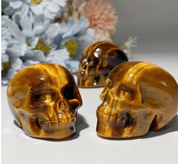 Crânes en cristal de haute qualité en gros, œil de tigre, artisanat pour la décoration de la maison et les cadeaux
