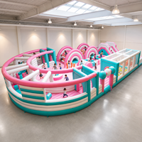 Parc d'attractions gonflable géant commercial, aire de jeux intérieure et extérieure, parcours d'obstacles, château gonflable avec toboggans pour enfants