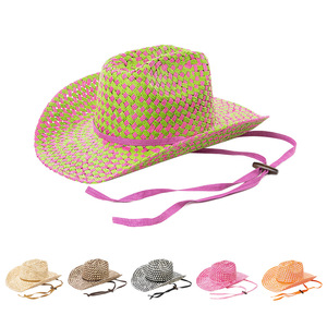 Bán Buôn Thời Trang Hợp Thời Trang Hai Tone Màu Tay Làm Bằng Giấy Rơm Mũ Cao Bồi Cho Phụ Nữ Người Đàn Ông Mùa Hè Mặt Trời Bóng Râm - Product Image 1