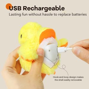 Kattenspeelgoed Oplaadbare Klapperende Eend, Leven Als Kwakzalver Getjilp, Aanraakgeactiveerd Kitten Kicker Pluche Interactief Oefenspeelgoed - Product Image 5