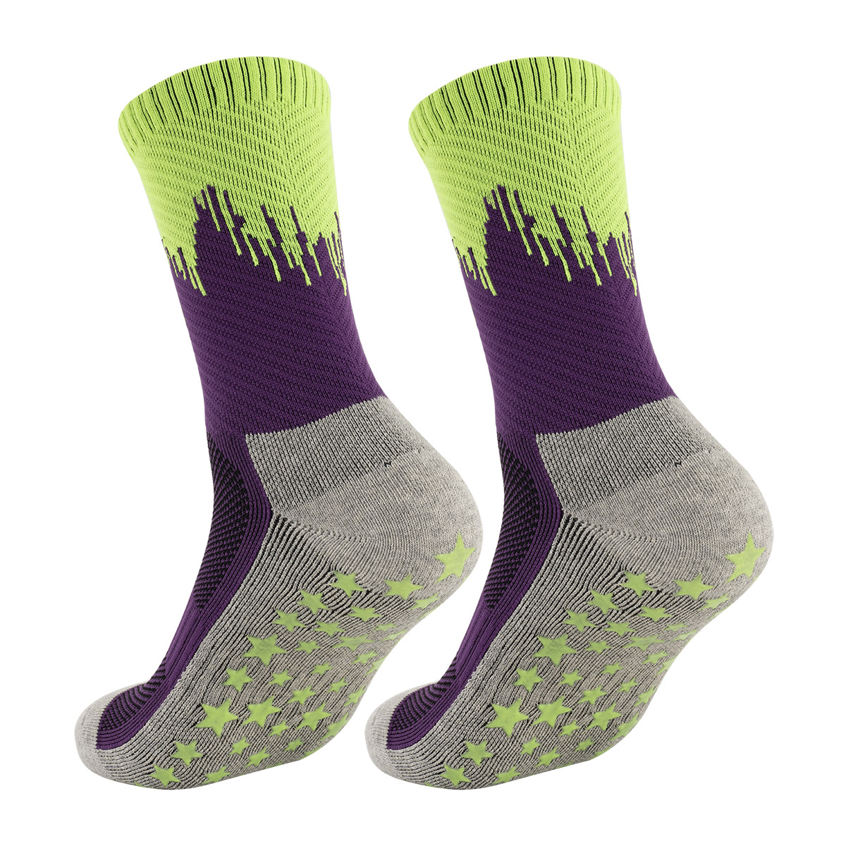 Custom Logo Sustainable Colorful Anti-Slip Athletic Sports Grip Socks High Crew Wholesale for Soccer Football Running for Spring