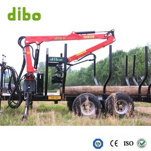 Лесная машина, 7,8 м, двухсекционная телескопическая стрела, сверхпрочная Складная рукоятка, четырехколесный Грейферный погрузчик и прицеп - Product Image 4