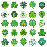 Nuevo Parche Bordado Termoadhesivo de Trébol Verde Irlandés de Dibujos Animados, de Poliéster y Algodón, Accesorios de Bordado Computarizado en Stock