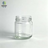Pot en verre à col fileté et épaule ronde de 8,0*7,1 cm, 150 ml, récipient polyvalent pour usage domestique et commercial en gros