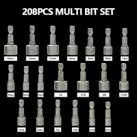 Jeu d'embouts de tournevis Ultimate de 208 pièces Embouts de sécurité Tournevis à écrous Torx à fente Phillips Square Pozi Hex Socket pour outils de véhicule