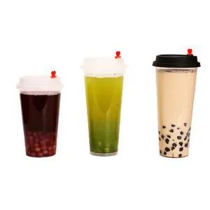 Wholesale PP Frosted Reusable Bubble Tea Cup Custom Clear Smoothie Juice Milktea Plastic Cups With Lids Injection Cup Lids 20oz