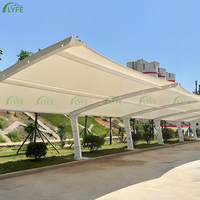 Abri de stationnement/garage/chalet en structure membranaire, moderne, écologique, imperméable et résistant au feu, idéal pour les écoles, hôtels et villas.