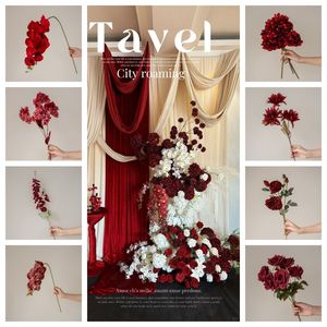 Fleurs artificielles en soie, roses rouges, décoration de mariage, arrangements au sol, décorations de plafond, accessoires de photographie en extérieur, décoration de la maison - Product Image 3
