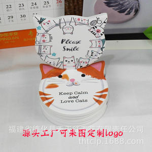 แผ่นรองแก้วเซรามิกสีแดงรูปหัวแมว ทำจากโดโลไมต์สีขาว ทนความร้อน กันลื่น พิมพ์ลายแบบซับลิเมชั่น ของขวัญส่วนตัว - Product Image 4