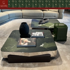 Mesa de Centro de Lujo GOLDKING <span class=keywords><strong>en</strong></span> Mármol Verde Aguacate, Losa Gruesa con Acabado Inoxidable, OEM ODM Directo - Product Image 2