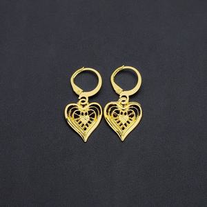 JXX 24k Gold Plated Brass Dolphin/<b>heart</b>/butterfly/ Flower Style Zircon Drop Huggie Hoop Earrings Chunky Hoop Earrings for Women - Product Image 4