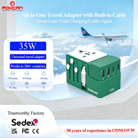 Adaptateur de voyage universel Foxcan 2500W, best-seller, convertisseur de prise pour les États-Unis, le Royaume-Uni, l'Australie, l'UE avec PD35W pour ordinateur portable, appareil photo, adaptateur de charge