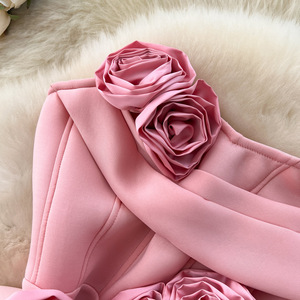 <span class=keywords><strong>Robe</strong></span> <span class=keywords><strong>longue</strong></span> moulante bustier pour femme, élégante et haut de gamme, avec fleurs en relief, idéale pour les soirées - Product Image 5