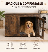 Table d'appoint rustique en bois à double porte pour chien, niche pour chien, meuble de cage intérieure pour animaux de compagnie