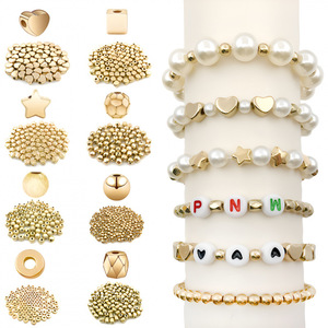 Gold 8-Piece Spacer <b>Bead</b> <b>Set</b> Mixed Shapes Zinc Alloy Plated For Bracelet Making DIY Jewelry Accessories - Product Image 3