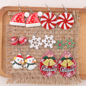Christmas Drop Earrings Acrylic Santa Bells Snowflake Women's Gift Jewelry - Product Image 2
