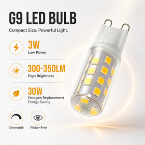 หลอดไฟ LED ขั้ว G9 รุ่น G9 LED Corn Bulb 3W ปรับความสว่างได้ ไม่กระพริบ 2700K 3000K 4000K ได้รับการรับรองมาตรฐาน CE RoHS ETL จากโรงงานจีน - Product Image 2