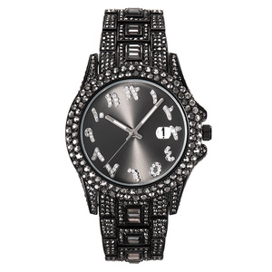 Nouvelle Montre Tendance Iced Out à Chiffres Arabes, Quartz, Style Hip Hop, Plaqué Or, Luxe, pour Hommes et Femmes - Product Image 4