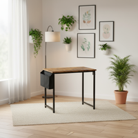 Bureau d'étude en bois simple personnalisé pour le bureau à domicile, table d'ordinateur portable avec sac de rangement