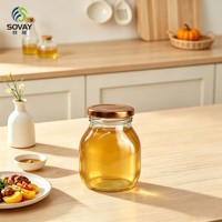 Pot en verre ovale mignon de 280 ml avec col fileté, récipient transparent pour miel, gelée, thé séché, petits aliments et emballages d'artisanat