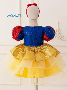 Abito da Principessa Blu con Paillettes e Rete BXGZ015 per Bambine, Ispirato al Costume di <span class=keywords><strong>Biancaneve</strong></span> per Halloween e Cosplay - Product Image 2