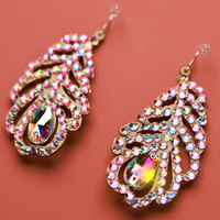 Boucles d'oreilles brillantes en strass creux à 2 côtés Costumes de danse du ventre Accessoires de bijoux