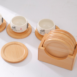 Wooden Mug Coaster Round Heat Resistant For Coffee <b>Tea</b> Kung Fu <b>Tea</b> <b>Set</b> Saucers Desktop Drinkware Accessory - Product Image 1