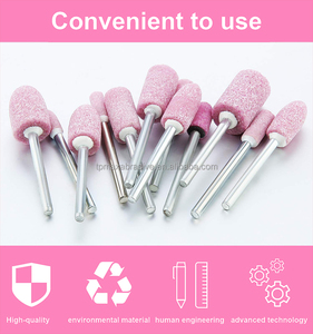 100 Uds puntas montadas de cerámica Rosa corindón cromado cilíndrico/bala/forma de cono juego de ruedas de pulido de piedra abrasiva OEM - Product Image 4