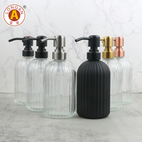420ml Vide Verre Clair Liquide Savon Lave-Vaisselle Distributeur Shampooing Distributeur Bouteille Pompe de Remplacement pour Salle de Bain Shampooing et Lotion