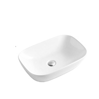 Lavabo vasque en céramique moderne de 20 pouces avec égouttoir, blanc, rectangulaire, capacité 9L, pour salles de bain d'hôtels et d'appartements