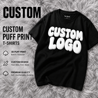 T-shirt oversize 100 % coton uni pour homme, grammage lourd, logo 3D en mousse personnalisé, manches courtes, style décontracté, impression en relief, jersey