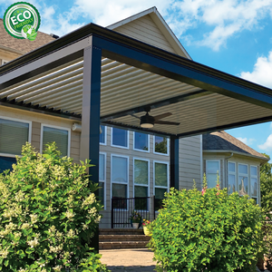 Pérgola motorizada para patio trasero 3x3 3x4 Pérgola moderna impermeable para exteriores Techo de persianas ajustable motorizado de aluminio - Product Image 4