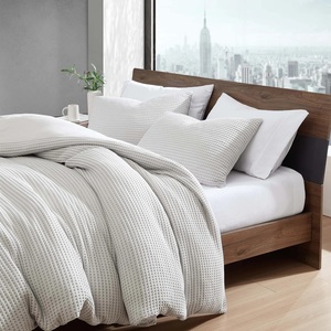 Ensemble de housse de couette en <span class=keywords><strong>piqué</strong></span> gaufré 100% coton de haute qualité, taies d'oreiller assorties, certifié Oeko-tex, ensembles de literie blancs - Product Image 3