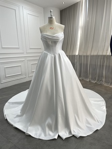 <span class=keywords><strong>Abito</strong></span> da Sposa Senza Spalline in <span class=keywords><strong>Raso</strong></span> con Strascico a Cappella, Elegante Vestito da Sposa <span class=keywords><strong>Bianco</strong></span> per la Sposa 2025 - Product Image 1