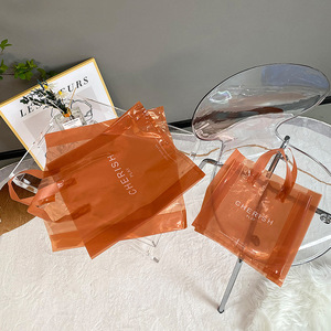 Bolsa de plástico transparente translúcida YC con asa, Impresión de logotipo personalizado, regalo de compras, zapatos, bolsa de compras para embalaje de <span class=keywords><strong>ropa</strong></span> - Product Image 6
