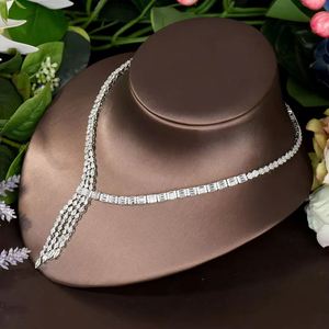 Hijoux ชุดเครื่องประดับ CZ แวววาวยาวสง่างามประดับพู่เพทายดูไบเครื่องประดับงานแต่งงานสำหรับผู้หญิงของขวัญปาร์ตี้ N-1029บิซูเทอเรีย - Product Image 5