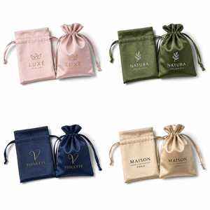 Bolsa de Satén con Cordón, Logotipo Personalizado Impreso, Bolsa de Regalo de Tela Suave para Joyería, Bolsa Cosmética, Bolsa de Almacenamiento para Recuerdos de Boda - Product Image 6