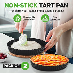 Non-Stick <b>Cake</b> Pan Set 2 Pieces <b>Cake</b> <b>Mold</b> Removable Bottom Carbon Steel Non-stick Tart Pan - Product Image 5