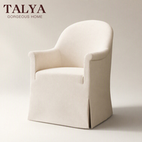 Fauteuil de salle à manger moderne de luxe rembourré avec jupe en cascade, chaise individuelle de designer à dossier arrondi pour la maison et l'hôtellerie