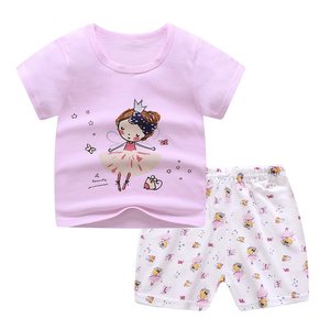 Ensemble de shorts à manches courtes en coton pour bébé, imprimé de dessins animés, t-shirt pour bébé garçon et fille, tenue 2 pièces, vêtements d'été pour nouveau-né, vente en gros - Product Image 5