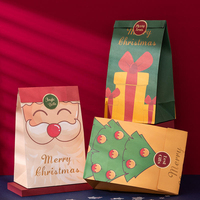Sacs en papier kraft pour bonbons avec impression de personnages de Noël pour les boulangeries et les confiseries, fournitures d'emballage de cadeaux de Noël
