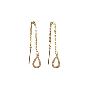 <span class=keywords><strong>Orecchini</strong></span> Piercing in cristallo da donna in oro rosa <span class=keywords><strong>con</strong></span> pendente lungo a goccia a forma di diamante accessori per gioielli - Product Image 2
