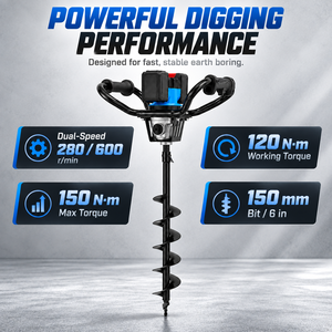En gros <span class=keywords><strong>Tarière</strong></span> sans fil haute puissance 40V <span class=keywords><strong>2000W</strong></span>, couple 150 Nm, avec foret de 6 pouces inclus, machine à creuser les trous de poteaux, outil nu - Product Image 4