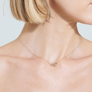 Collar AN100 <span class=keywords><strong>de</strong></span> Plata <span class=keywords><strong>de</strong></span> Ley 925 con Diseño <span class=keywords><strong>de</strong></span> Círculos Entrelazados, Dos Tonos Oro y Rodio, para Mujer, Regalo <span class=keywords><strong>de</strong></span> Aniversario o Uso Diario - Product Image 4