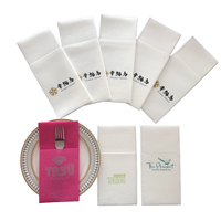 Serviettes de luxe Pochette à couverts imprimée avec logo Serviettes de restaurant Airlaid