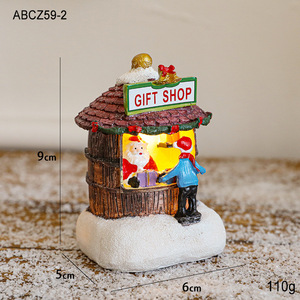 Set di Ornamenti Decorativi da Tavolo con Villaggio Natalizio in Resina Colorata, <span class=keywords><strong>Negozi</strong></span> Illuminati a LED e Scena di Città in Miniatura - Product Image 6