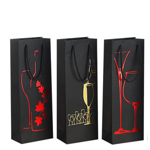 Sang trọng tùy chỉnh in logo thân thiện với môi thanh lịch tái sử dụng chai vận chuyển bao bì rượu vang Túi Quà Tặng Giấy - Product Image 4
