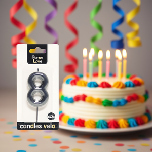 Party Love <b>Candles</b> Number 8 <b>Black</b> 6Cm Birthday Cake Decor - Product Image 1